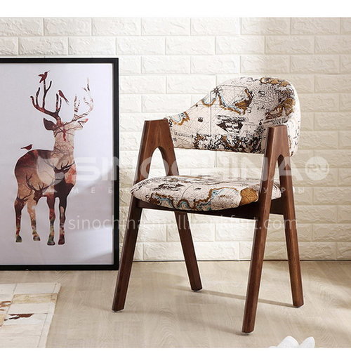 CL-AC017- Fashionable Nordic style, all solid wood, high-quality linen, sponge cushion, stylish Nordic chair